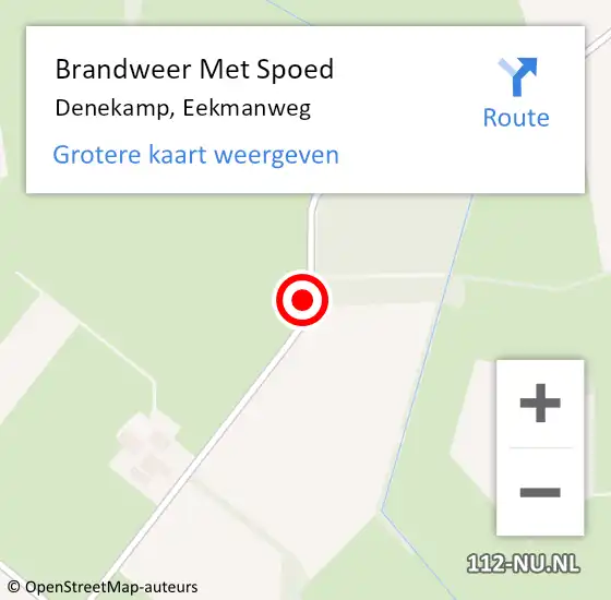 Locatie op kaart van de 112 melding: Brandweer Met Spoed Naar Denekamp, Eekmanweg op 7 mei 2016 22:11