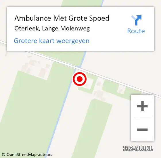 Locatie op kaart van de 112 melding: Ambulance Met Grote Spoed Naar Oterleek, Lange Molenweg op 7 mei 2016 22:14