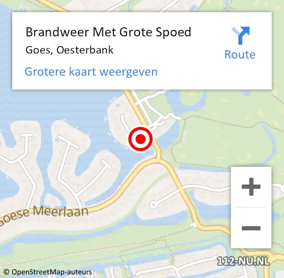 Locatie op kaart van de 112 melding: Brandweer Met Grote Spoed Naar Goes, Oesterbank op 7 mei 2016 22:31