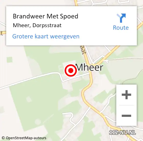 Locatie op kaart van de 112 melding: Brandweer Met Spoed Naar Mheer, Dorpsstraat op 7 mei 2016 22:43