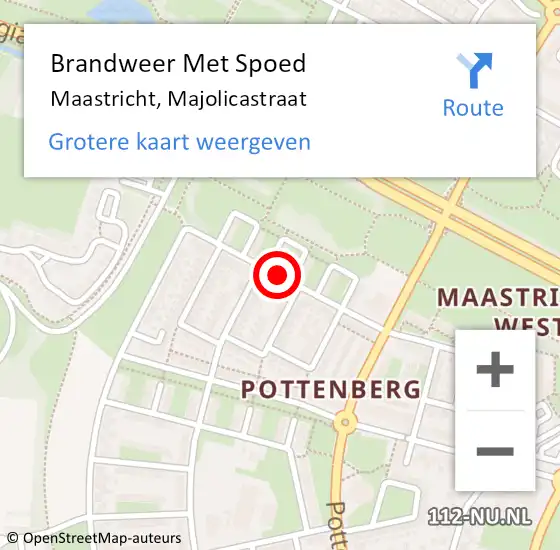 Locatie op kaart van de 112 melding: Brandweer Met Spoed Naar Maastricht, Majolicastraat op 7 mei 2016 22:58