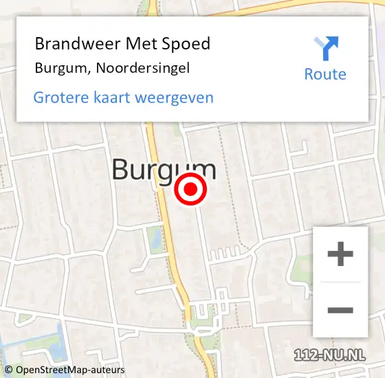 Locatie op kaart van de 112 melding: Brandweer Met Spoed Naar Burgum, Noordersingel op 7 mei 2016 23:25