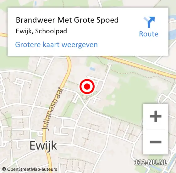 Locatie op kaart van de 112 melding: Brandweer Met Grote Spoed Naar Ewijk, Schoolpad op 7 mei 2016 23:36