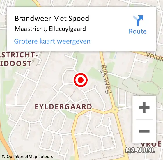 Locatie op kaart van de 112 melding: Brandweer Met Spoed Naar Maastricht, Ellecuylgaard op 8 mei 2016 00:22