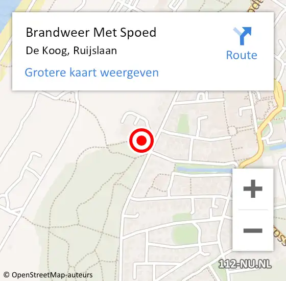 Locatie op kaart van de 112 melding: Brandweer Met Spoed Naar De Koog, Ruijslaan op 8 mei 2016 00:52