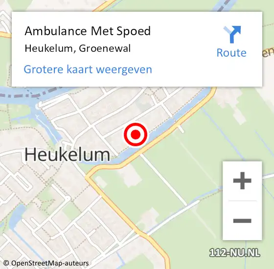 Locatie op kaart van de 112 melding: Ambulance Met Spoed Naar Heukelum, Groenewal op 8 mei 2016 01:45