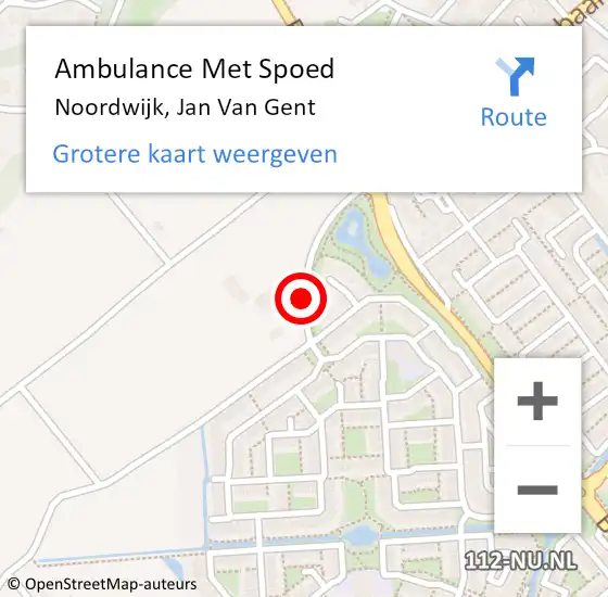 Locatie op kaart van de 112 melding: Ambulance Met Spoed Naar Noordwijk, Jan Van Gent op 8 mei 2016 02:00