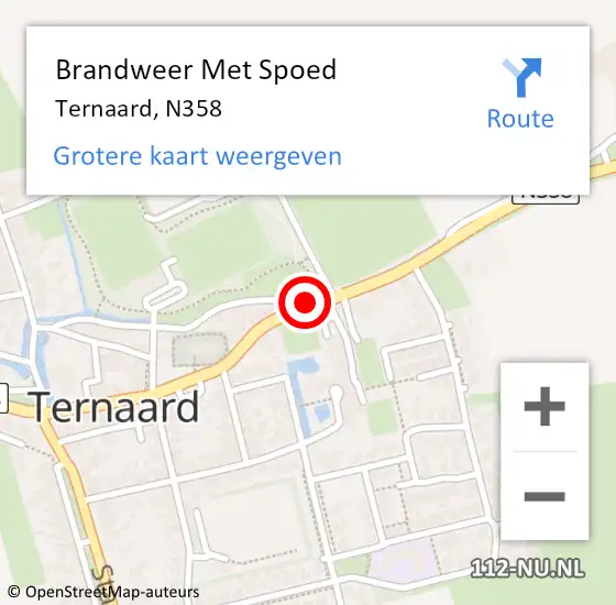 Locatie op kaart van de 112 melding: Brandweer Met Spoed Naar Ternaard, N358 op 14 december 2013 09:59