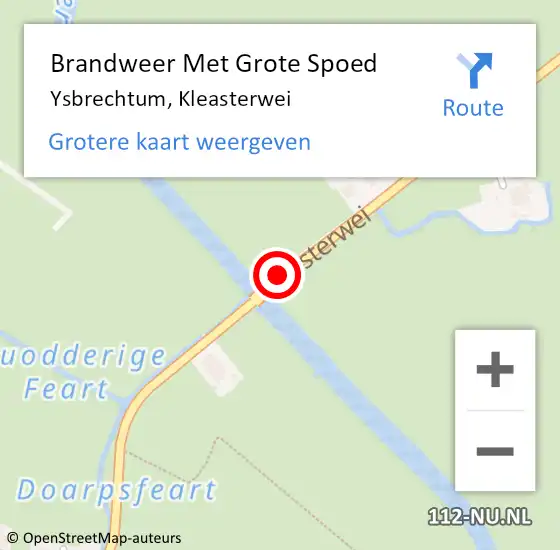 Locatie op kaart van de 112 melding: Brandweer Met Grote Spoed Naar Ysbrechtum, Kleasterwei op 8 mei 2016 03:52