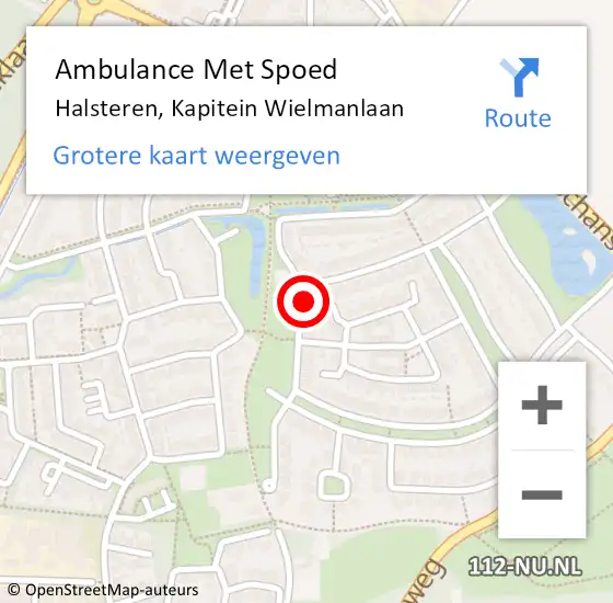 Locatie op kaart van de 112 melding: Ambulance Met Spoed Naar Halsteren, Kapitein Wielmanlaan op 8 mei 2016 06:21