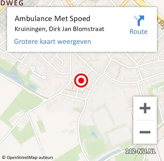 Locatie op kaart van de 112 melding: Ambulance Met Spoed Naar Kruiningen, Dirk Jan Blomstraat op 8 mei 2016 07:10