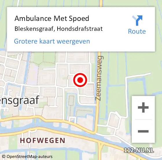 Locatie op kaart van de 112 melding: Ambulance Met Spoed Naar Bleskensgraaf, Hondsdrafstraat op 8 mei 2016 07:22