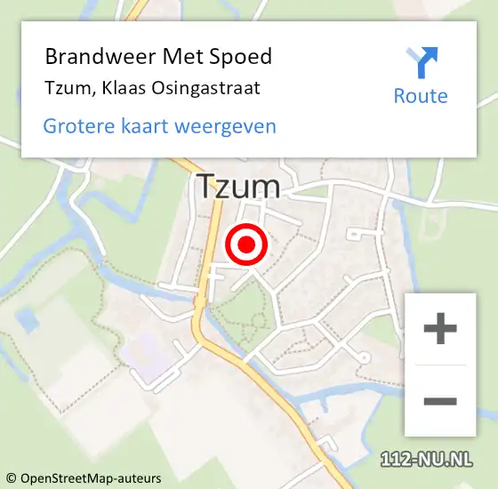 Locatie op kaart van de 112 melding: Brandweer Met Spoed Naar Tzum, Klaas Osingastraat op 8 mei 2016 07:34