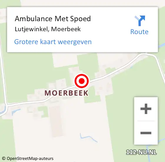 Locatie op kaart van de 112 melding: Ambulance Met Spoed Naar Lutjewinkel, Moerbeek op 8 mei 2016 08:10