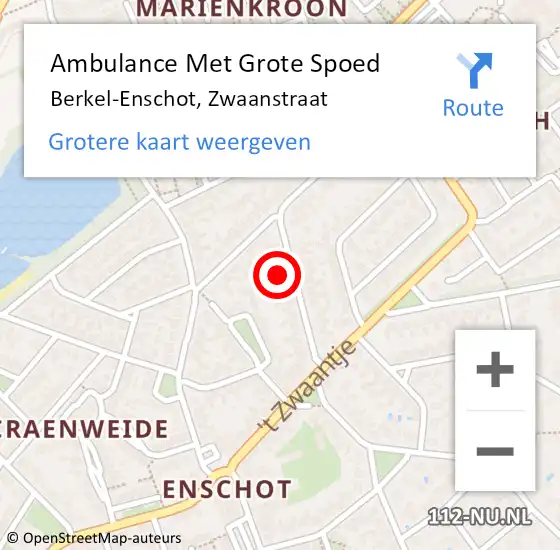 Locatie op kaart van de 112 melding: Ambulance Met Grote Spoed Naar Berkel-Enschot, Zwaanstraat op 8 mei 2016 08:33