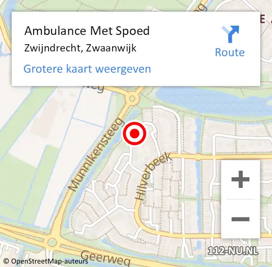 Locatie op kaart van de 112 melding: Ambulance Met Spoed Naar Zwijndrecht, Zwaanwijk op 8 mei 2016 09:29