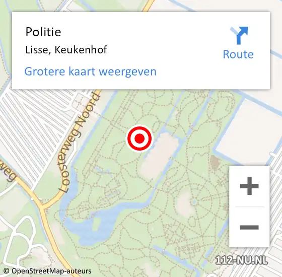 Locatie op kaart van de 112 melding: Politie Lisse, Keukenhof op 8 mei 2016 09:41