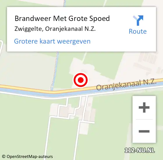 Locatie op kaart van de 112 melding: Brandweer Met Grote Spoed Naar Zwiggelte, Oranjekanaal N.Z. op 8 mei 2016 10:05