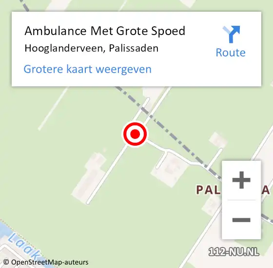 Locatie op kaart van de 112 melding: Ambulance Met Grote Spoed Naar Hooglanderveen, Palissaden op 8 mei 2016 10:07