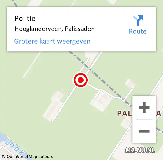 Locatie op kaart van de 112 melding: Politie Hooglanderveen, Palissaden op 8 mei 2016 10:09
