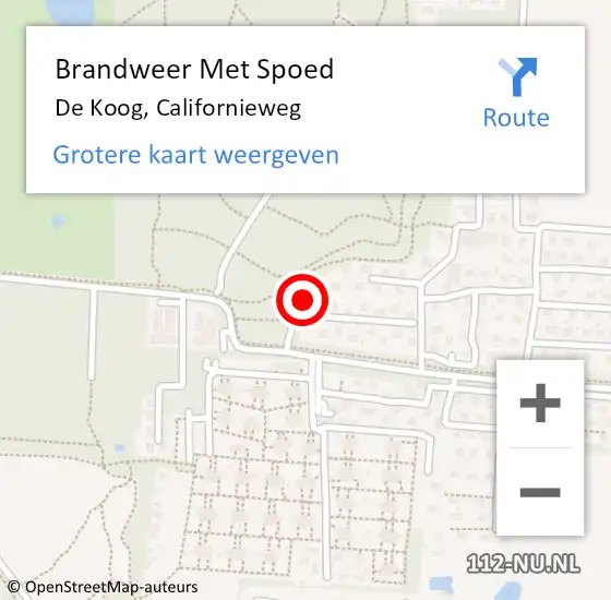 Locatie op kaart van de 112 melding: Brandweer Met Spoed Naar De Koog, Californieweg op 8 mei 2016 10:33