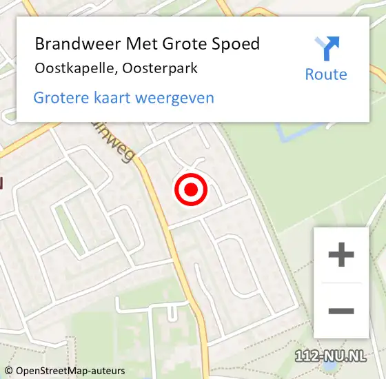 Locatie op kaart van de 112 melding: Brandweer Met Grote Spoed Naar Oostkapelle, Oosterpark op 8 mei 2016 10:36