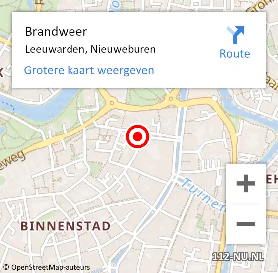 Locatie op kaart van de 112 melding: Brandweer Leeuwarden, Nieuweburen op 14 december 2013 10:29