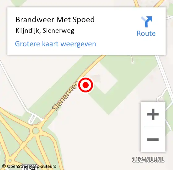 Locatie op kaart van de 112 melding: Brandweer Met Spoed Naar Klijndijk, Slenerweg op 8 mei 2016 11:36