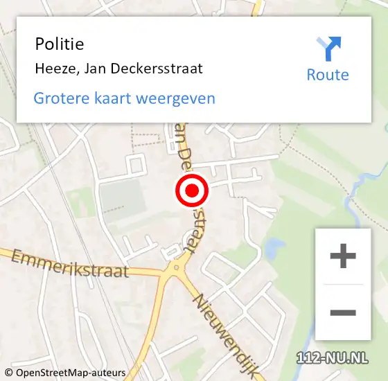 Locatie op kaart van de 112 melding: Politie Heeze, Jan Deckersstraat op 8 mei 2016 12:32