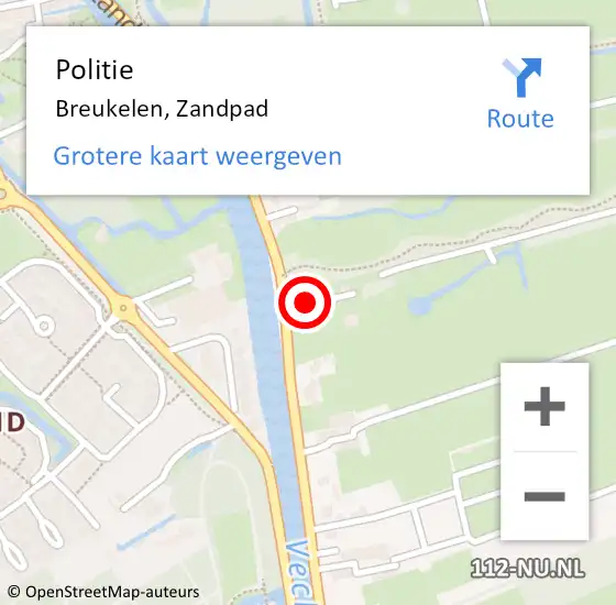 Locatie op kaart van de 112 melding: Politie Breukelen, Zandpad op 8 mei 2016 13:00