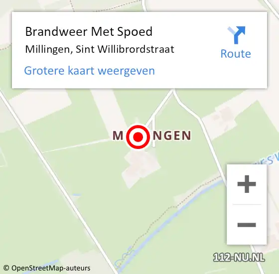 Locatie op kaart van de 112 melding: Brandweer Met Spoed Naar Millingen, Sint Willibrordstraat op 8 mei 2016 13:11