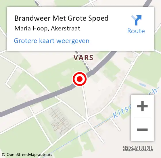 Locatie op kaart van de 112 melding: Brandweer Met Grote Spoed Naar Maria Hoop, Akerstraat op 8 mei 2016 13:24