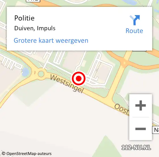 Locatie op kaart van de 112 melding: Politie Duiven, Impuls op 8 mei 2016 13:30