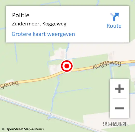 Locatie op kaart van de 112 melding: Politie Zuidermeer, Koggeweg op 8 mei 2016 14:00