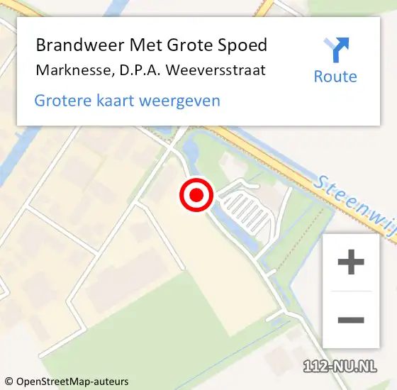 Locatie op kaart van de 112 melding: Brandweer Met Grote Spoed Naar Marknesse, D.P.A. Weeversstraat op 8 mei 2016 14:22