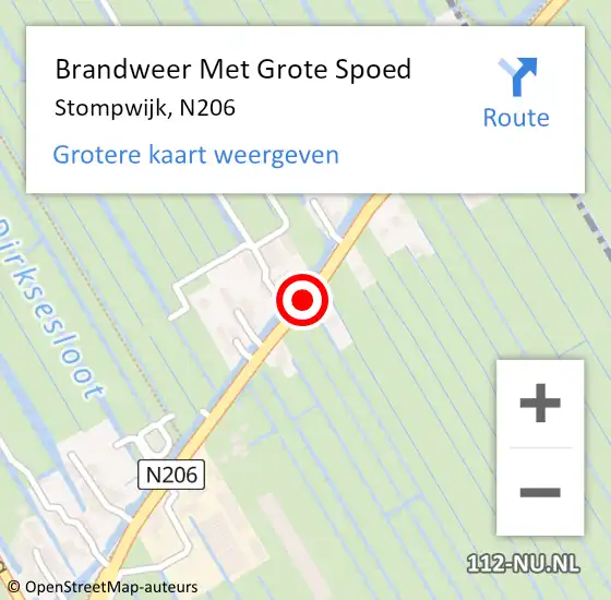 Locatie op kaart van de 112 melding: Brandweer Met Grote Spoed Naar Stompwijk, N206 op 8 mei 2016 14:53