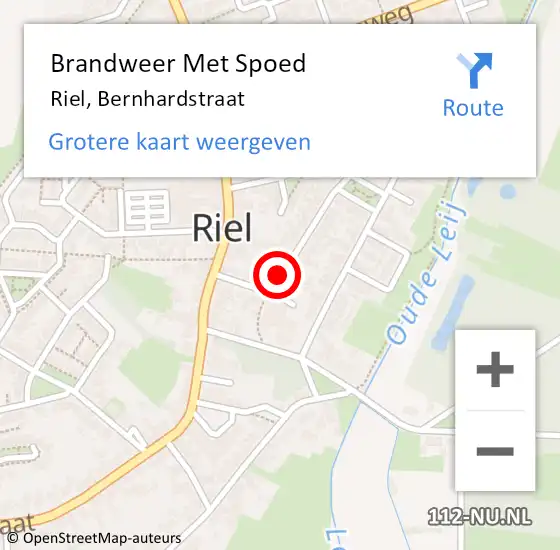 Locatie op kaart van de 112 melding: Brandweer Met Spoed Naar Riel, Bernhardstraat op 8 mei 2016 14:55