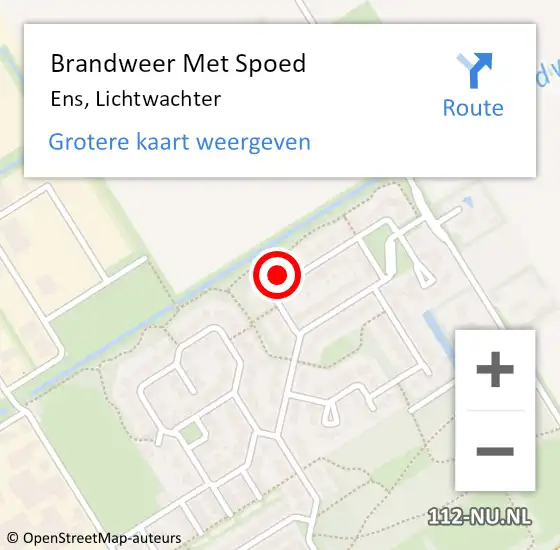 Locatie op kaart van de 112 melding: Brandweer Met Spoed Naar Ens, Lichtwachter op 8 mei 2016 14:57