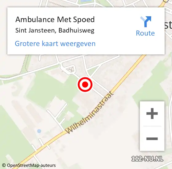 Locatie op kaart van de 112 melding: Ambulance Met Spoed Naar Sint Jansteen, Badhuisweg op 8 mei 2016 15:05