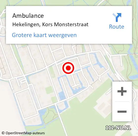 Locatie op kaart van de 112 melding: Ambulance Hekelingen, Kors Monsterstraat op 8 mei 2016 15:22