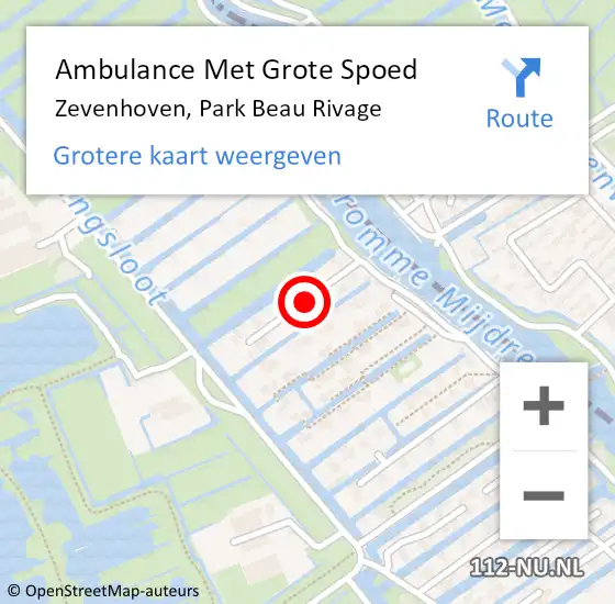 Locatie op kaart van de 112 melding: Ambulance Met Grote Spoed Naar Zevenhoven, Park Beau Rivage op 8 mei 2016 16:11