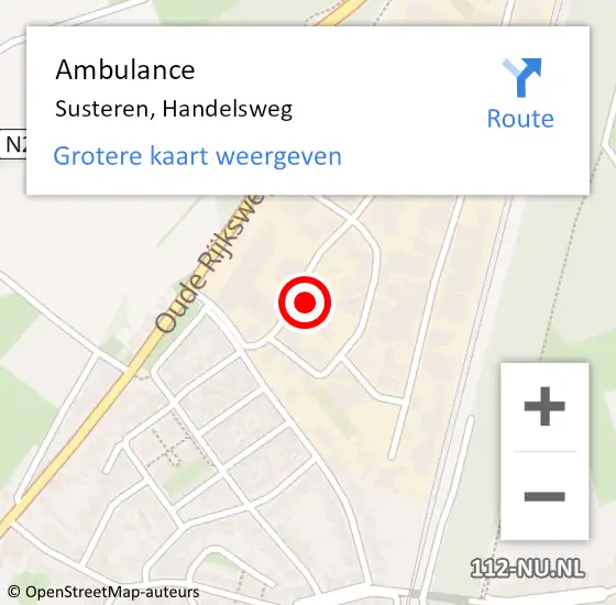 Locatie op kaart van de 112 melding: Ambulance Susteren, Handelsweg op 8 mei 2016 16:14