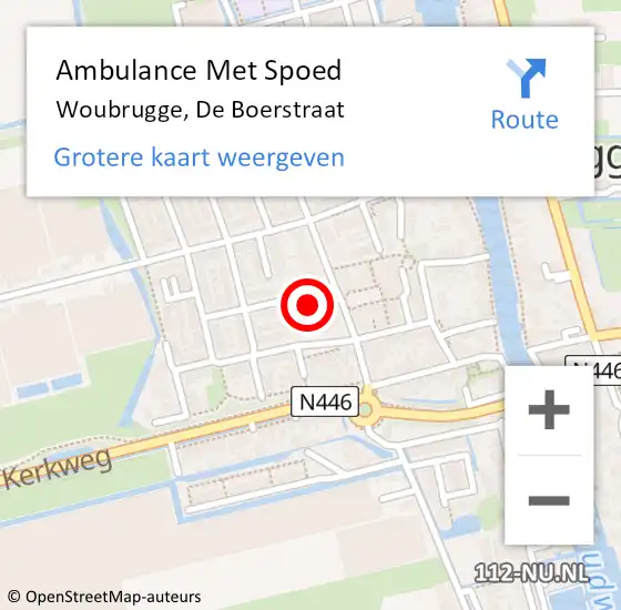 Locatie op kaart van de 112 melding: Ambulance Met Spoed Naar Woubrugge, De Boerstraat op 14 december 2013 11:13