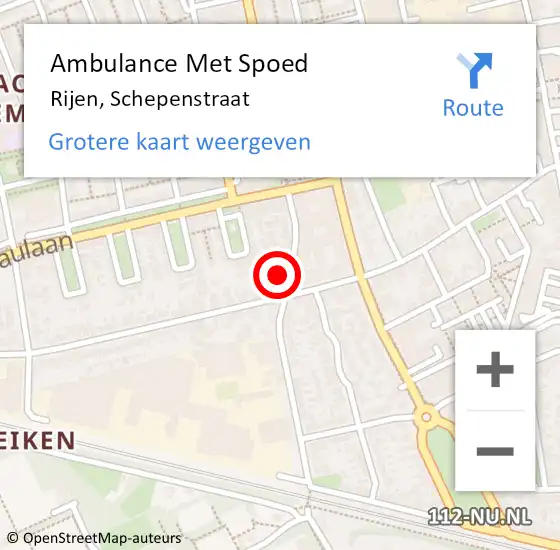 Locatie op kaart van de 112 melding: Ambulance Met Spoed Naar Rijen, Schepenstraat op 8 mei 2016 17:37