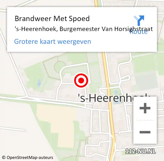 Locatie op kaart van de 112 melding: Brandweer Met Spoed Naar 's-Heerenhoek, Burgemeester Van Horsighstraat op 8 mei 2016 17:59