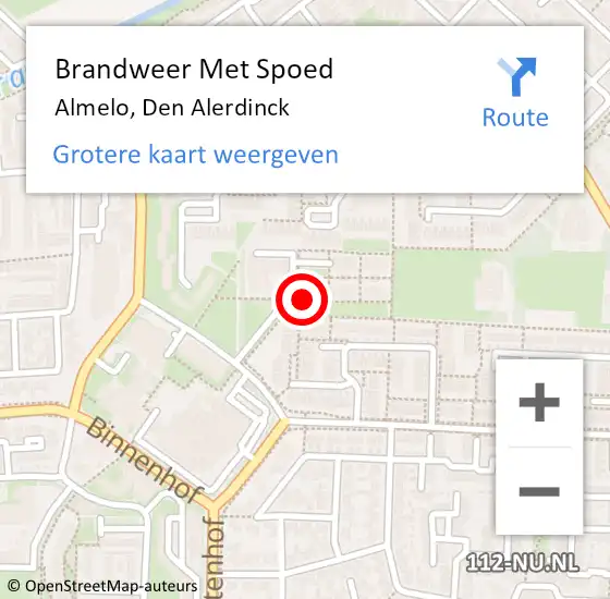 Locatie op kaart van de 112 melding: Brandweer Met Spoed Naar Almelo, Den Alerdinck op 8 mei 2016 18:00