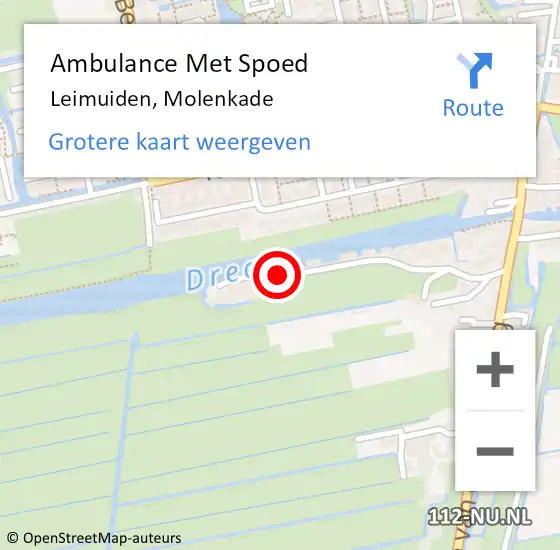 Locatie op kaart van de 112 melding: Ambulance Met Spoed Naar Leimuiden, Molenkade op 8 mei 2016 18:07