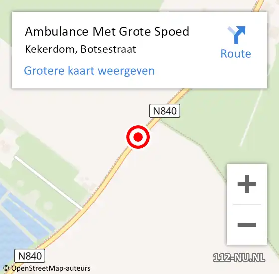 Locatie op kaart van de 112 melding: Ambulance Met Grote Spoed Naar Kekerdom, Botsestraat op 8 mei 2016 18:53