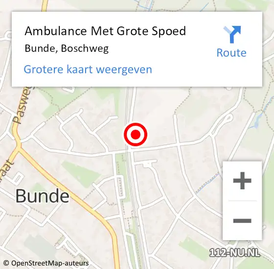 Locatie op kaart van de 112 melding: Ambulance Met Grote Spoed Naar Bunde, Boschweg op 14 december 2013 11:20
