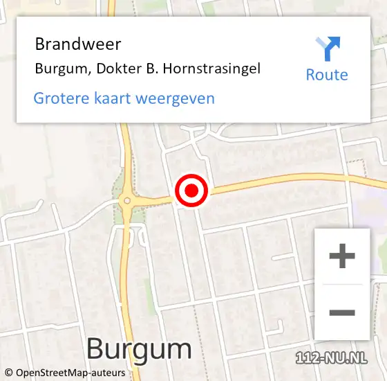 Locatie op kaart van de 112 melding: Brandweer Burgum, Dokter B. Hornstrasingel op 14 december 2013 11:22